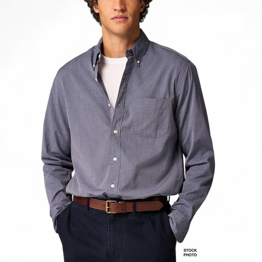 J.Crew Slim Untucked Cotton Poplin Shirt Size XL Montclair Navy Blue Long Sleeve